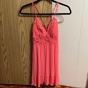 PINK Victoria's Secret Coral Lace Mini Dress